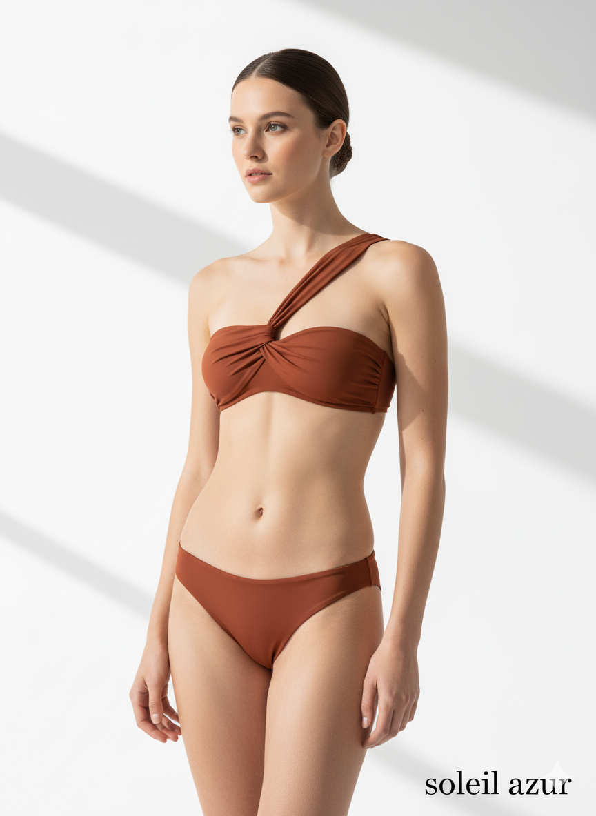 Brown bikini in a white backdrop