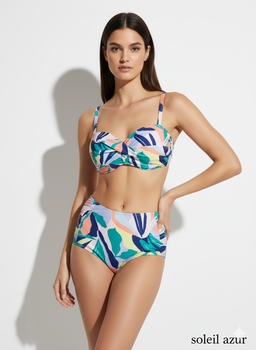 Tropical Twist High-Waisted Bikini Set | Soleil Azur